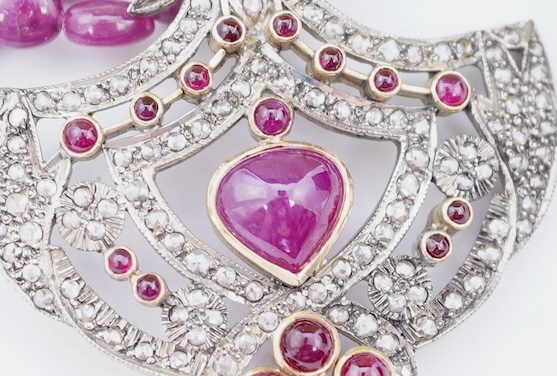 A ruby and diamond parure, India